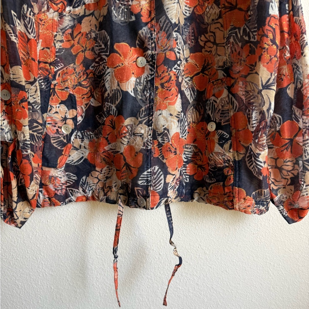 Ruby Rd Floral Sheer Button-Down Blouse - image 6